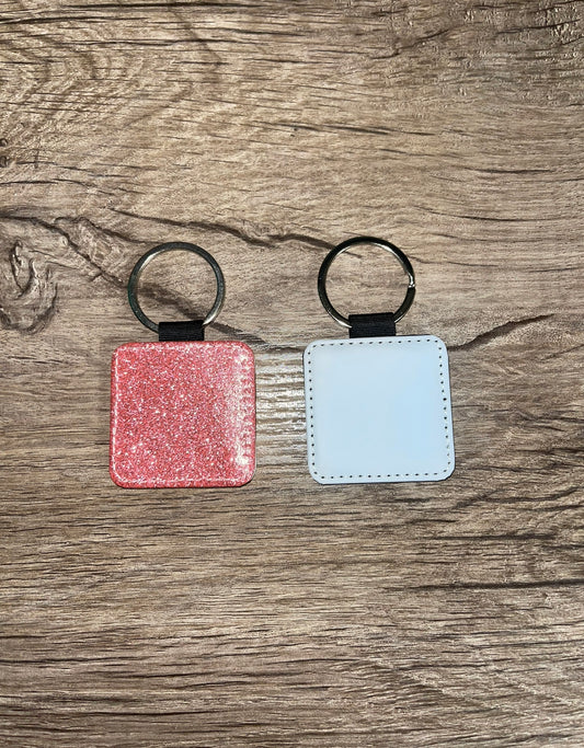 White/Pink Glitter Keychain